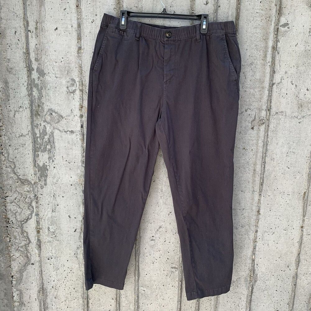 COVE Men's Chino Pants 38x30 Charcoal Gray Tapered Leg Elastic Waist Pockets